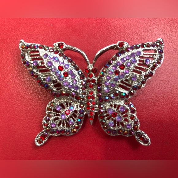 Formal Shiny Rhinestone Brooch Exquisite Butterfly Pin Party Sequins Colourful - Picture 3 of 13